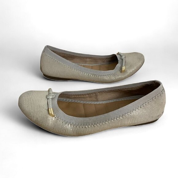 Kelly + Katie Kayla Taupe Metallic Leather Slip On Comfort Ballet Flats Size 7 - Picture 5 of 10